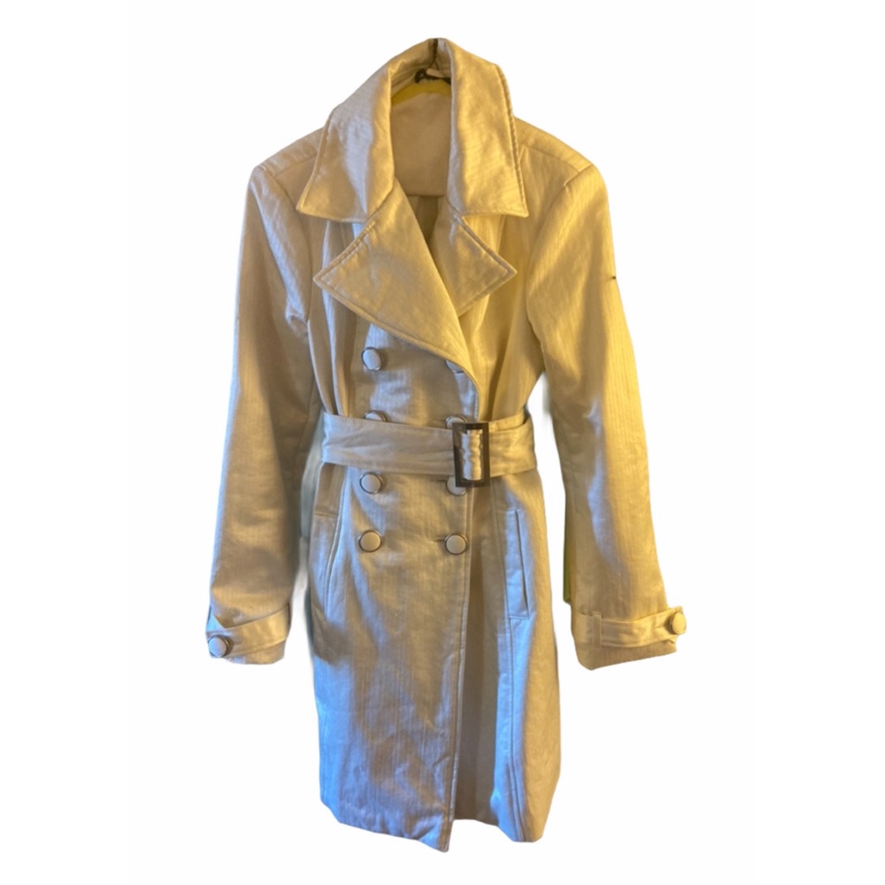 Bebe white/cream mid length trench coat size S